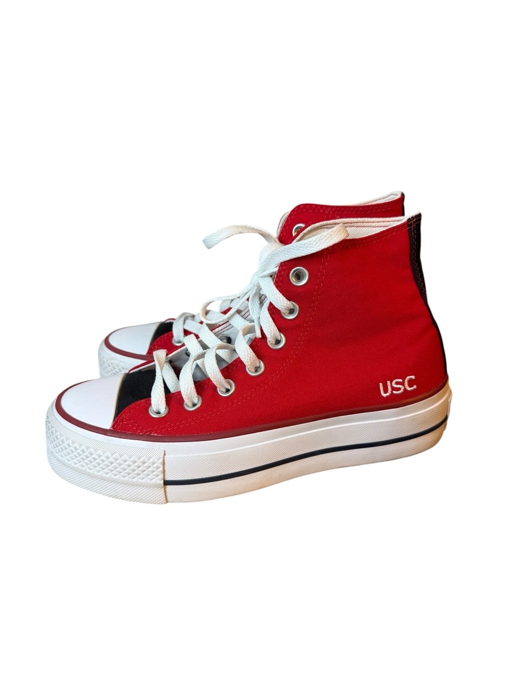 Converse All Stars USC Gamecocks Red Platform High Top Sneakers